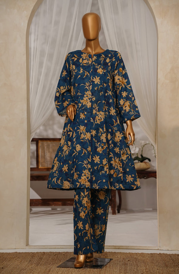 Amna Khadija Heartpop Digital Printed Lawn RTW 2 Piece Femme Flare Suit - HPFF02 - AM25PRFR - Blue - Summer Collection