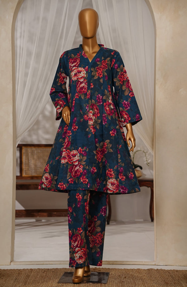 Amna Khadija Heartpop Digital Printed Lawn RTW 2 Piece Femme Flare Suit - HPFF04 - AM25PRFR - Dark Blue - Summer Collection