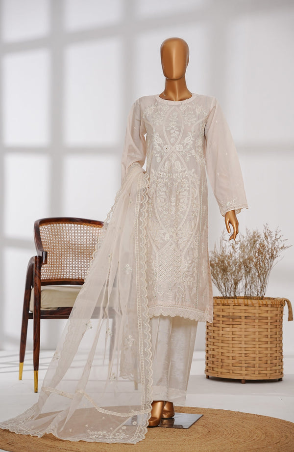 Amna Khadija Veranda Fancy Formals Embroidered Silk Stitched 3 Piece Suit - VFF-03 - AM25VFF1 - Off White - Festive Collection
