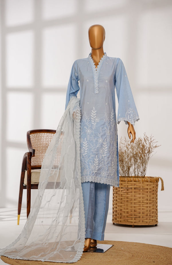 Amna Khadija Veranda Fancy Formals Embroidered Silk Stitched 3 Piece Suit - VFF-01 - AM25VFF1 - Blue - Festive Collection