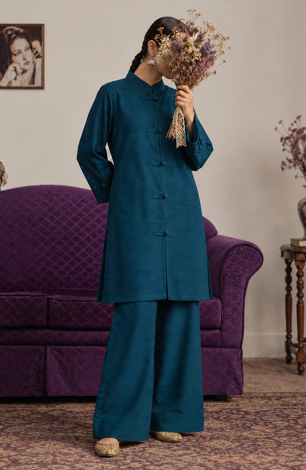 Twinkle Khaddar Stitched 2 Piece Co-ord Set - AKTK-02 - AM26TWL - Blue - Winter Collection