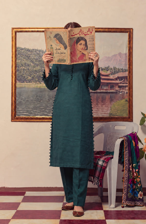 Twinkle Khaddar Stitched 2 Piece Co-ord Set - AKTK-07 - AM26TWL - Green - Winter Collection