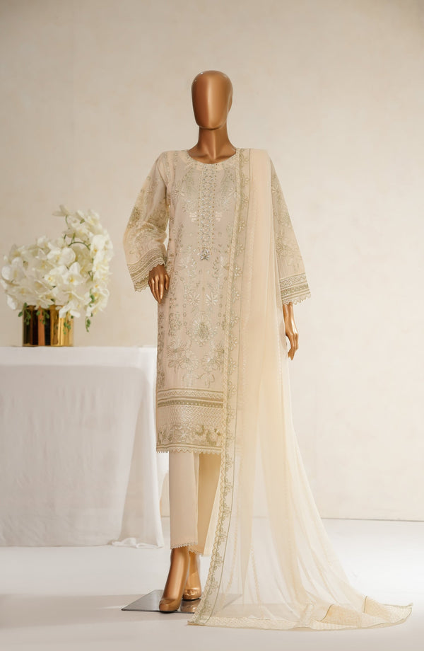 Anaya by Amna Khadija Embroidered Cotton Stitched 3 Piece Suit - ASL-17 - AM25ASLN - Fawn - Luxury Collection