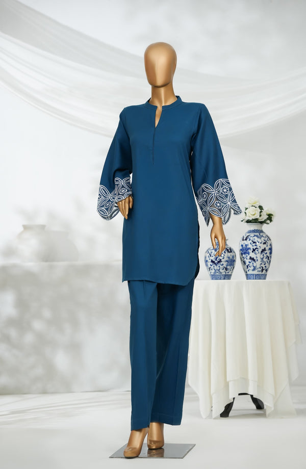 Aroha by Amna Khadija Embroidered Dobby Stitched 2 Piece Suit - D-311 - AK25ROHA - Blue - Casual Collection
