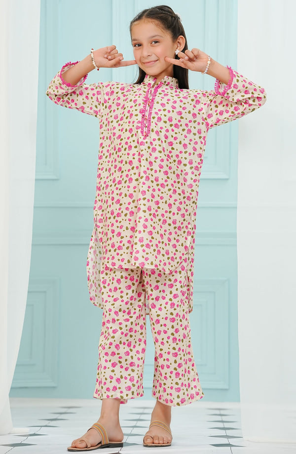 Amna Khadija Printed Lawn Stitched 2 Piece Suit - BBPW-01 - AM25BBPW - Pink - Kids Collection