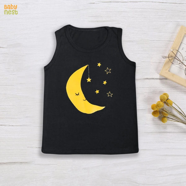 Sandos By Baby Nest BNBBS-103 – Yellow Moon Print Sandos For Kids – Black