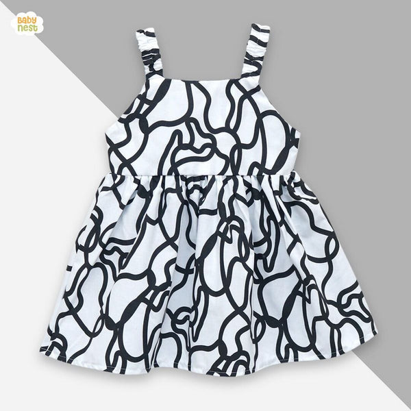 Frocks By Baby Nest Baby Frock Black & White -BNBSF-472