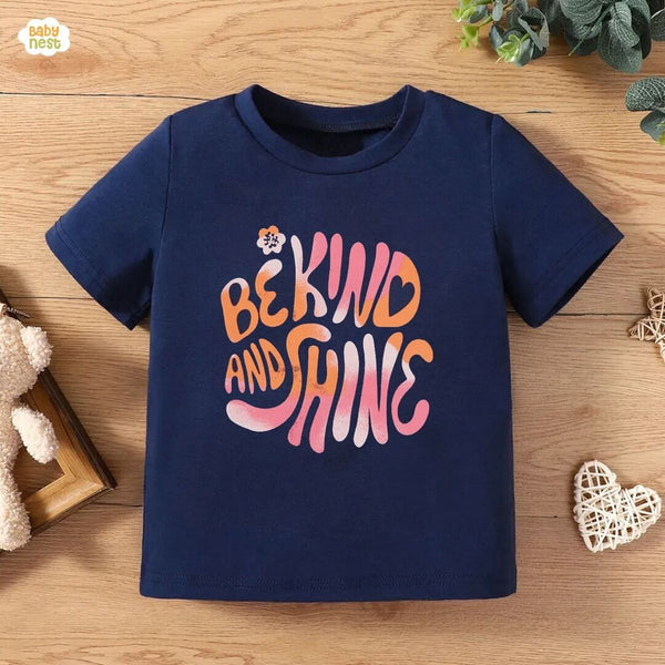 Baby Nest T-Shirts For Kids Be Kind Half Sleeves T-shirt For Kids - Navy Blue - SBT-339