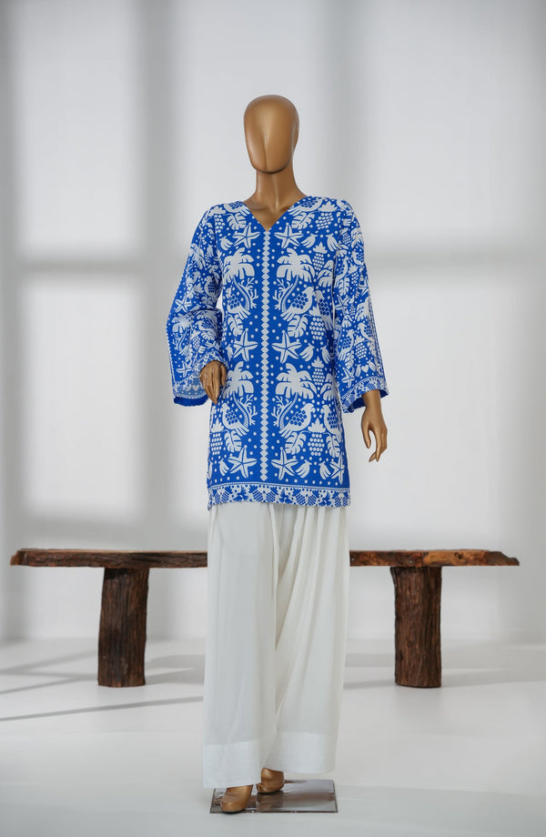 Beyond Basics by Amna Khadija Premium Digital Printed Poly Swiss Stitched Shirt - BB-08 - AM25BYND - Blue - Summer Collection