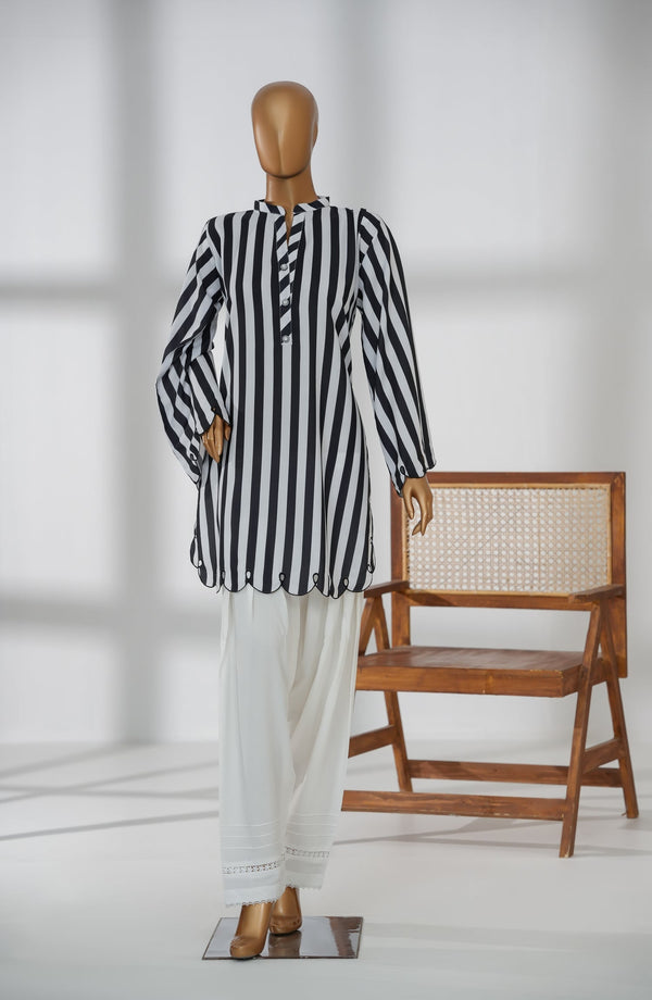 Beyond Basics by Amna Khadija Premium Digital Printed and Embroidered Poly Swiss Stitched Shirt - BB-06 - AM25BYND - Black - Summer Collection