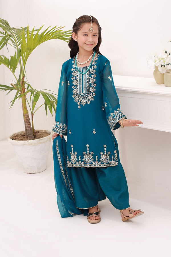 Merakish Kids Embroidered Chiffon Collection 2023 Blue