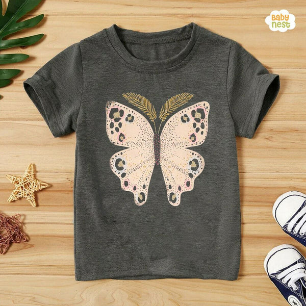 Baby Nest T-Shirts For Kids Butterfly Half Sleeves T-shirt For Kids – Dark Grey – SBT-321-D3