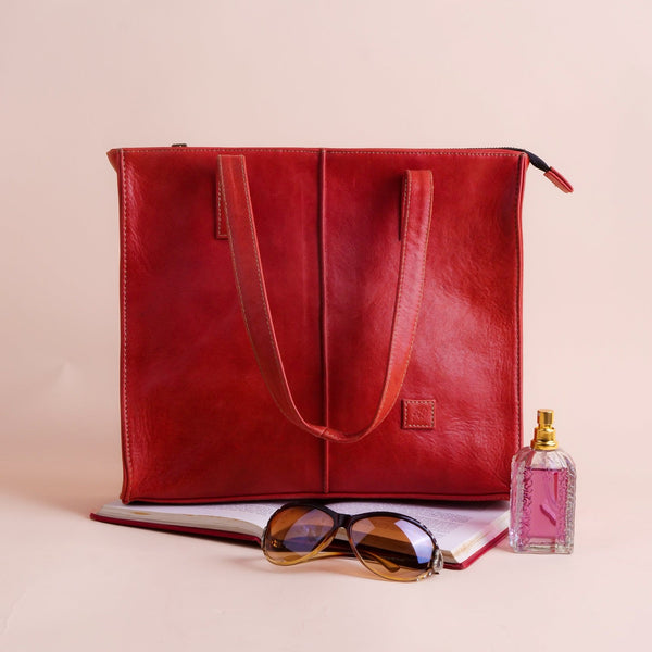 Women Leather Tote Bags Collection CANDY RED