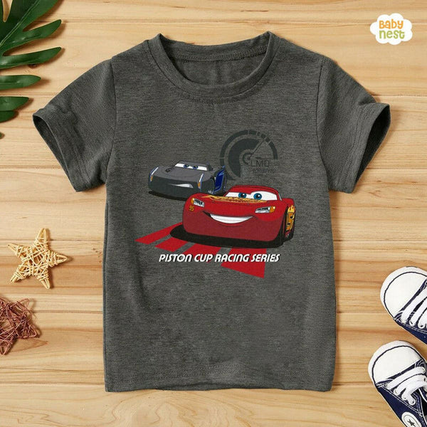 Baby Nest T-Shirts For Kids Cars Racing Half Sleeves T-shirt For Kids - Dark Grey - SBT-321-D1