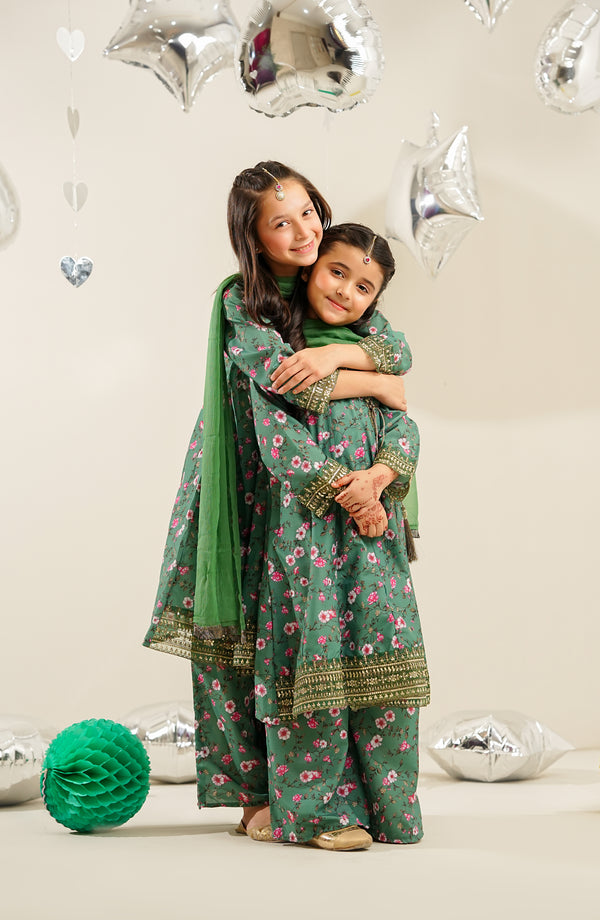 Cinderella by Amna Khadija Embroidered Lawn Stitched 3 Piece Suit - AKPCSK-02 - AKP26CIN - Green - Summer Collection