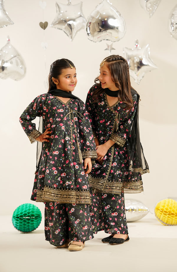 Cinderella by Amna Khadija Embroidered Lawn Stitched 3 Piece Suit - AKPCSK-05 - AKP26CIN - Black - Summer Collection