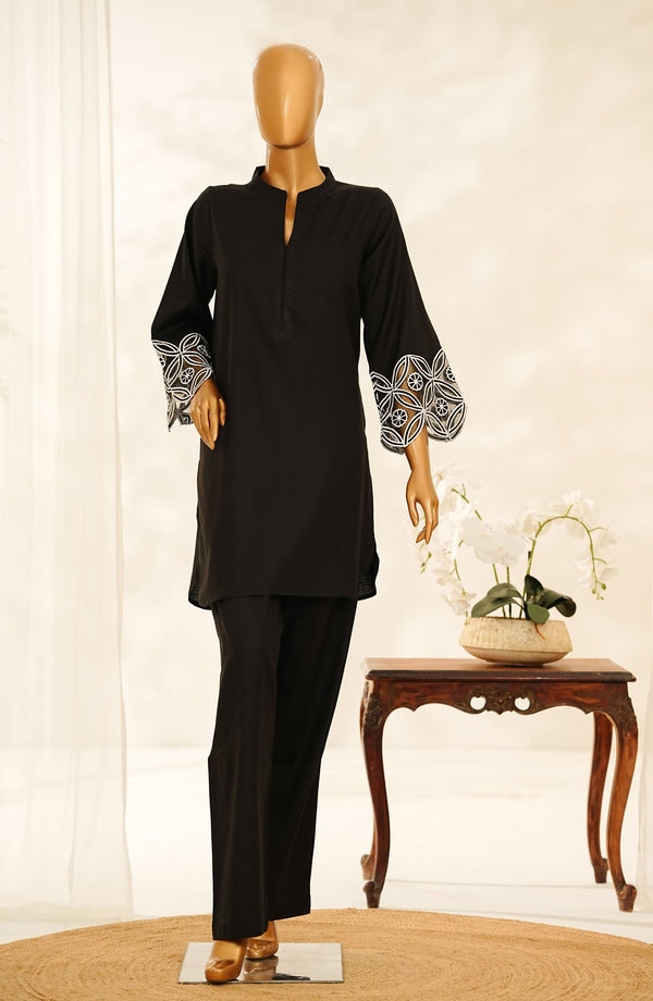 Amna Khadija Daily Delights Embroidered Cotton Stitched 2 Piece Suit - D-279 - AM25CTN - Black - Summer Collection