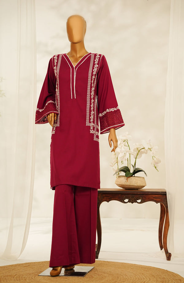 Amna Khadija Daily Delights Embroidered Cotton Stitched 2 Piece Suit - D-318 - AM25CTN - Red - Summer Collection