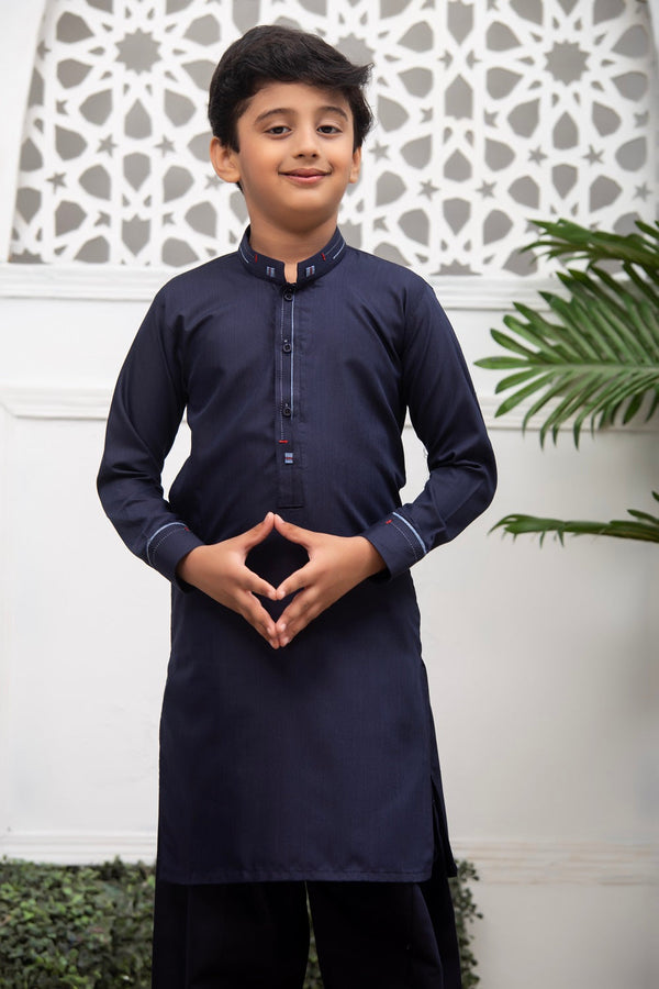 Exclusive Kids Shalwar Kameez Collection Vol 02 D 03 Dark Blue Blended