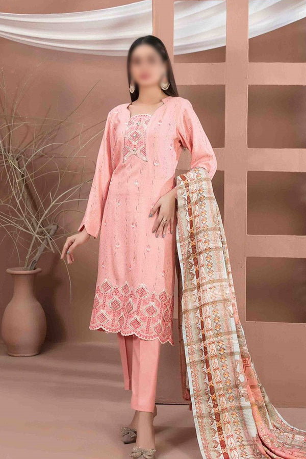 Nasmeh - Embroidered Fancy Leather Peach Collection D 1331