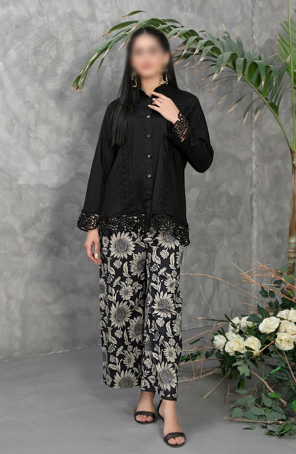 Sian - Lace Embroidered Jacquard Lawn Shirt Collection D 1860