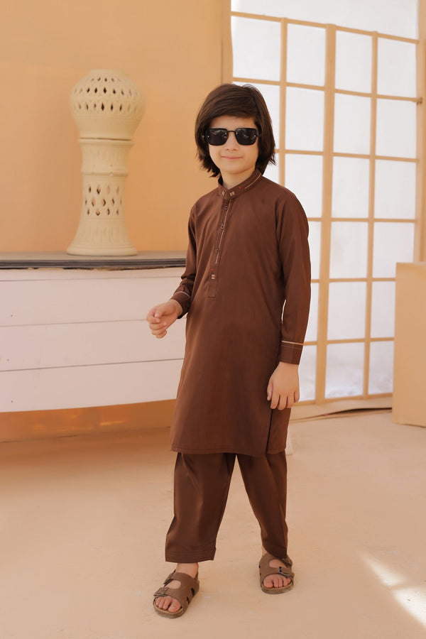 Exclusive Kids Shalwar Kameez Collection Vol 02 D 3 Brown Blended Kameez shalwar