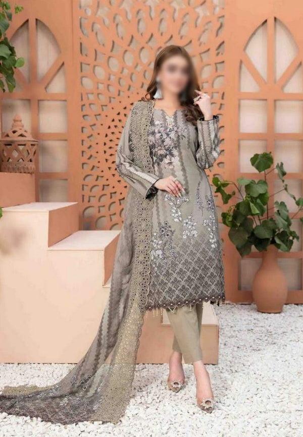 MON TRESOR Digital Printed Lawn Shirt - Schiffli Dupatta Collection 2023 D 7043