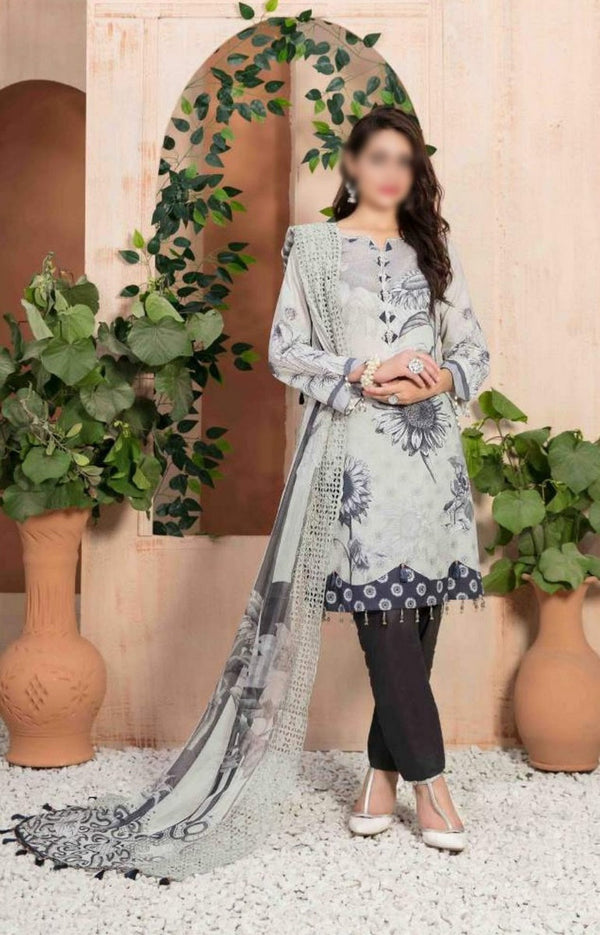 MON TRESOR Digital Printed Lawn Shirt - Schiffli Dupatta Collection 2023 D 7044