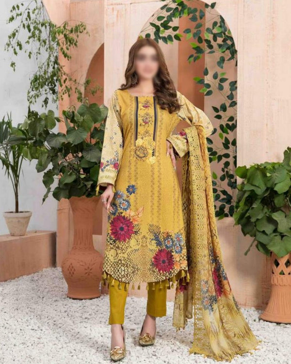 MON TRESOR Digital Printed Lawn Shirt - Schiffli Dupatta Collection 2023 D 7045