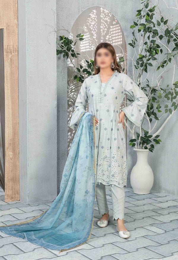 SELIN Boring Daman Embroidered Boti Broshia Lawn Shirt - Fancy Digital Printed Dupatta Collection 2023 D 8657