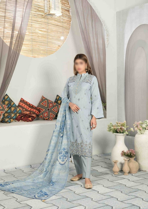 SELIN Boring Daman Embroidered Boti Broshia Lawn Shirt - Fancy Digital Printed Dupatta Collection 2023 D 8659