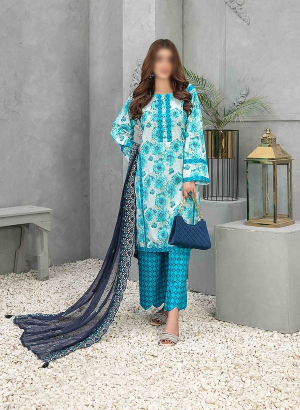 ZAIRA Digital Printed Cotton Lawn Fancy Embroidered Chiffon Dupatta Collection 2023 D 8775