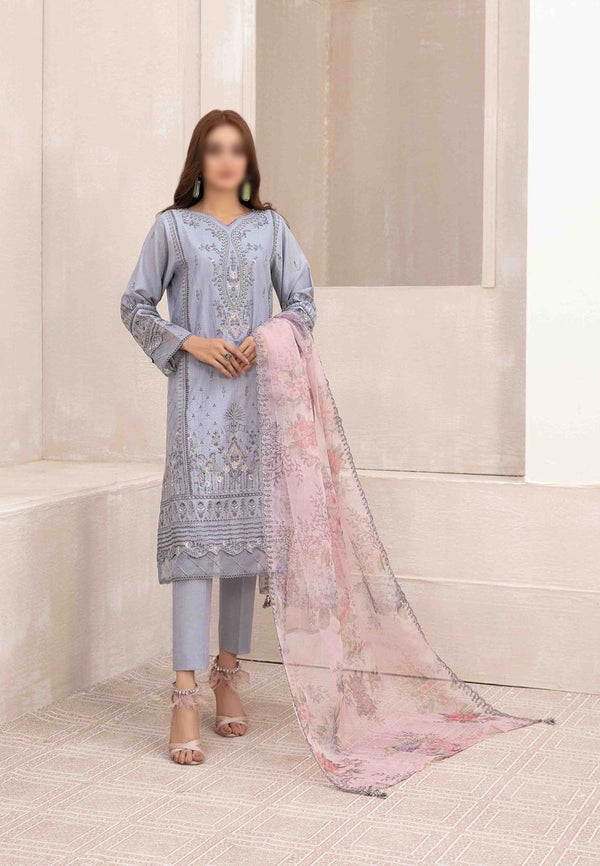 NIESHA Fancy Embroidered Slub Lawn Shirt - Fancy Dupatta Collection 2023 D 8962