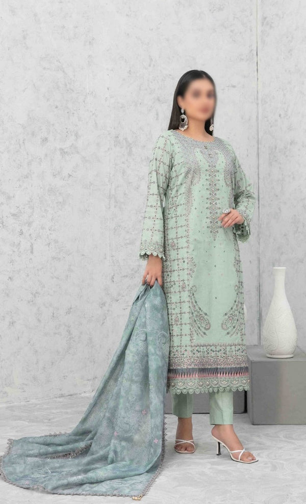 ZAREESH Fancy Embroidered Lawn Shirt - Exclusive Fancy Dupatta Collection 2023 D 9015