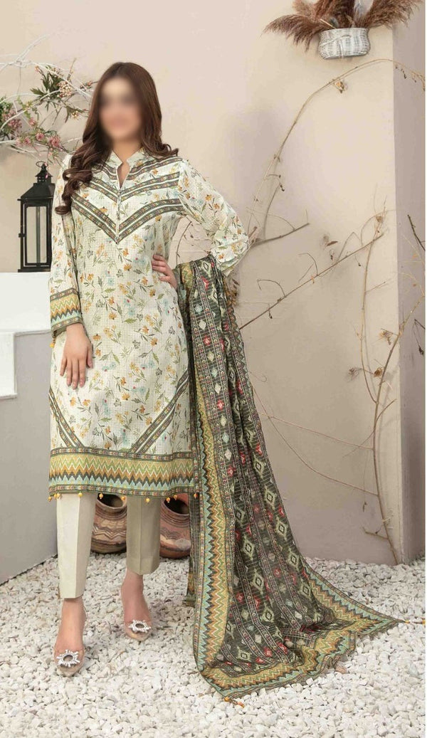 ISLEEN Slub Lawn Digital Print Shirt - Digital Print Diamond Collection 2023 D 9076