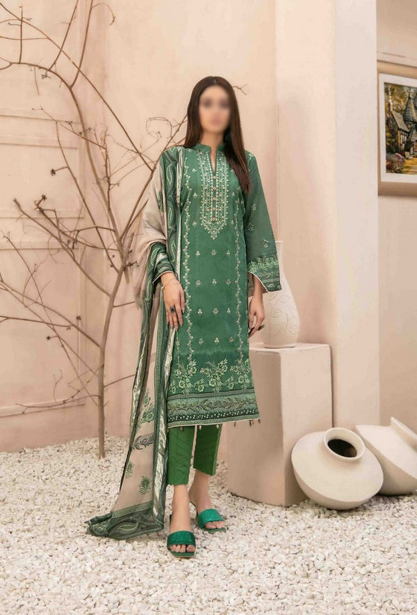 LALEH Embroidered Digital Printed Slub Lawn Shirt - Digital Printed Diamond Dupatta Collection 2023 D 9164