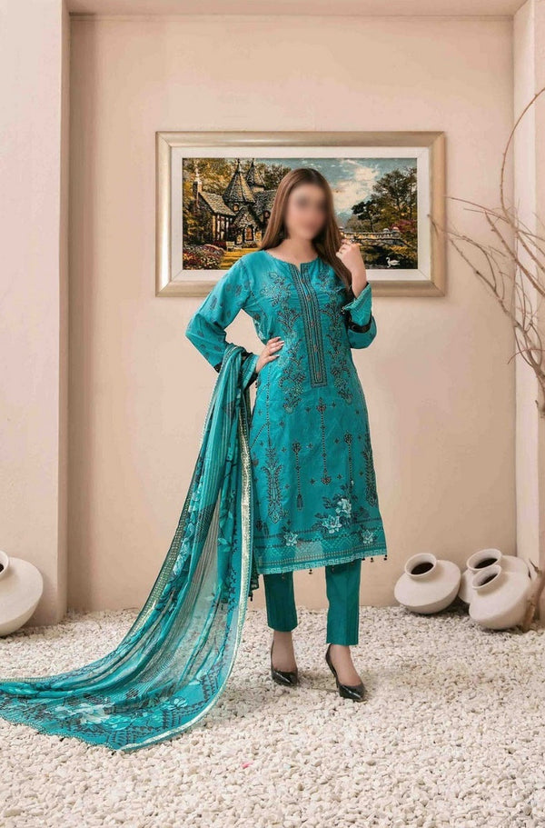 LALEH Embroidered Digital Printed Slub Lawn Shirt - Digital Printed Diamond Dupatta Collection 2023 D 9165