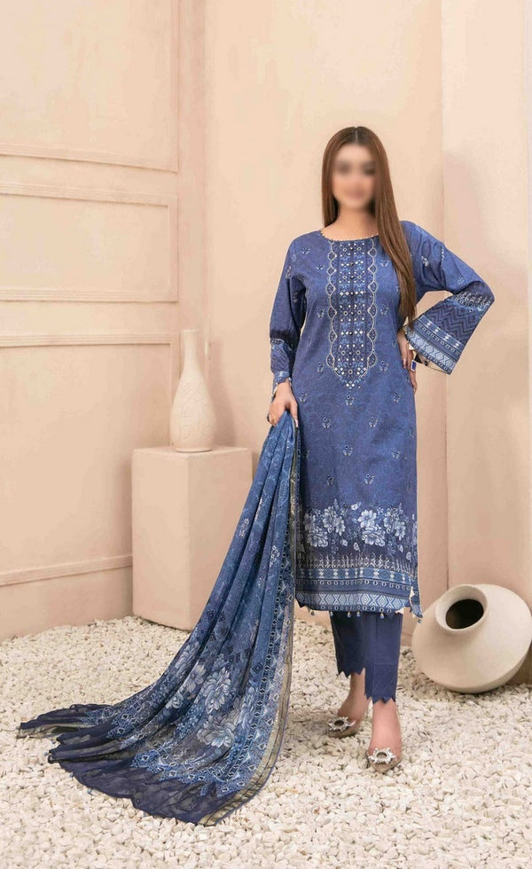 LALEH Embroidered Digital Printed Slub Lawn Shirt - Digital Printed Diamond Dupatta Collection 2023 D 9172