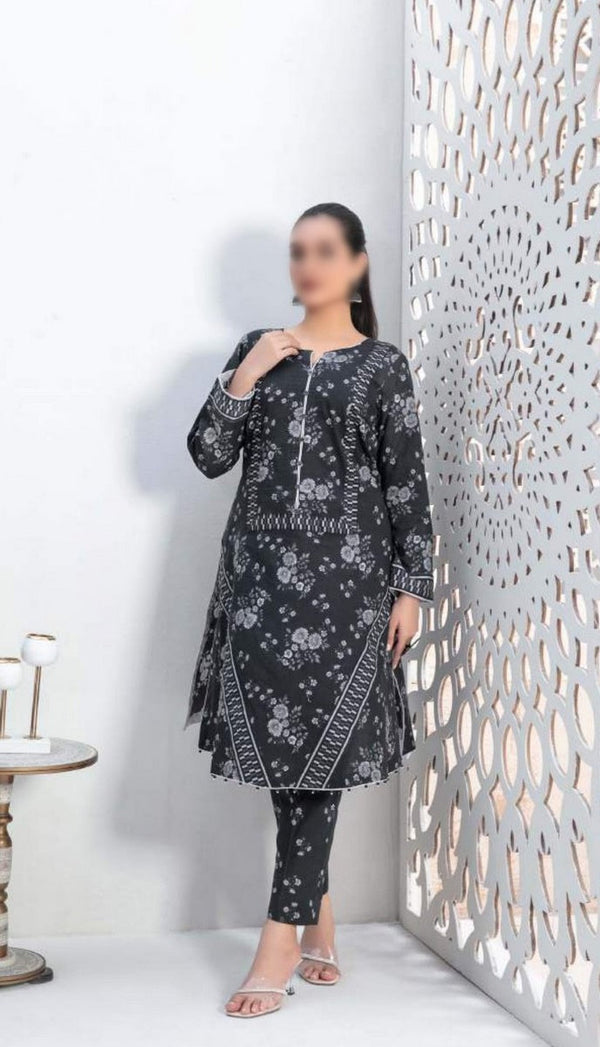 SOMBRE Digital Printed Black & White Lawn Shirt Digital Printed Black & White Cotton Shalwar Collection 2023 D 9385