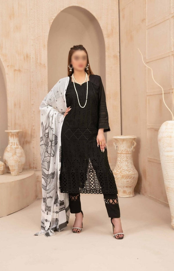 SERRA Heavy Schiffli Embroidered Black Shirt - Banarsi Jacquard Dupatta Collection 2023 D 9406