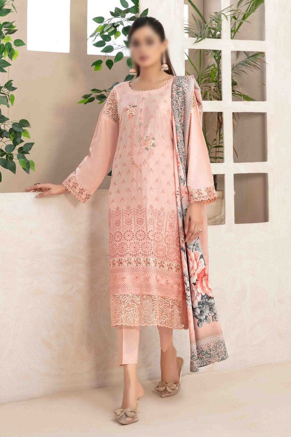 MAHEER Embroidered Viscose Schiffli with Digital Printed Shawl Collection 2023 D 9574