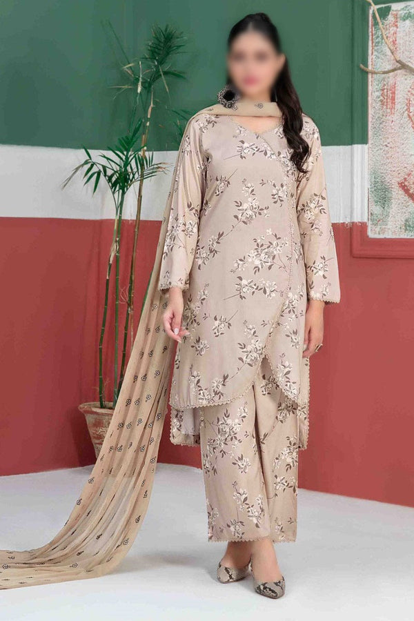 LIDA VOL I Digital Printed Staple Embroidered Chiffon Dupatta Collection 2023 D 9888