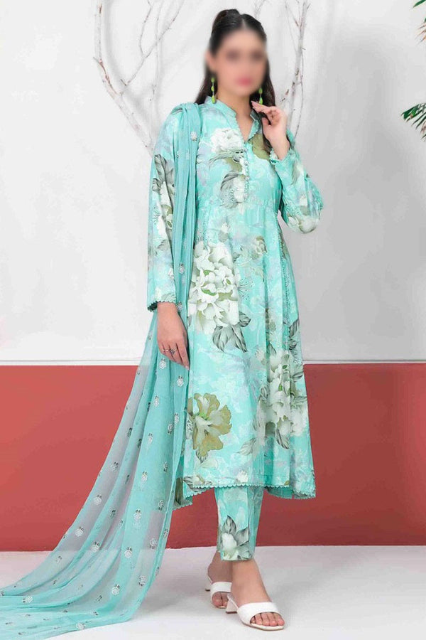 LIDA VOL I Digital Printed Staple Embroidered Chiffon Dupatta Collection 2023 D 9892