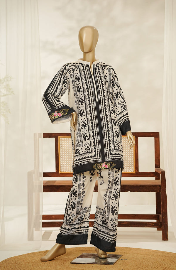 Amna Khadija Digital Printed Lawn Stitched 2 Piece Suit - Design-01 - AM25ESF - Black - Summer Collection