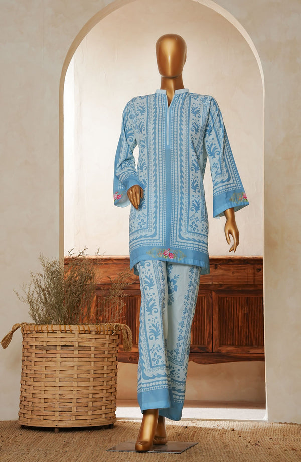 Amna Khadija Digital Printed Lawn Stitched 2 Piece Suit - Design-07 - AM25ESF - Blue - Summer Collection