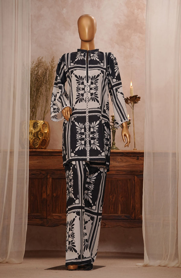 Amna Khadija Digital Printed Lawn Stitched 2 Piece Suit - Design-08 - AM25ESF - Black - Summer Collection