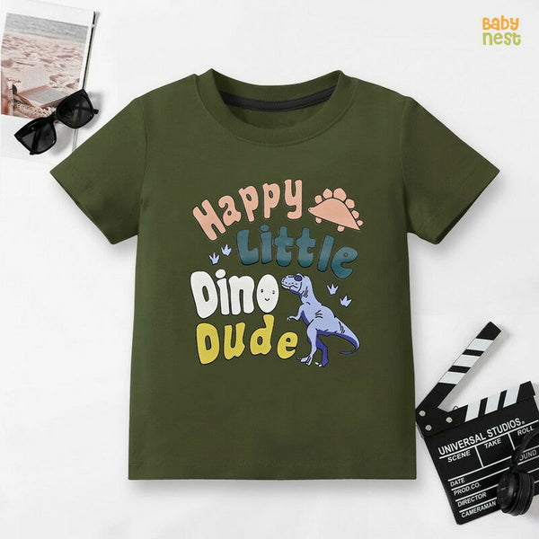 Baby Nest T-Shirts For Kids Dino Dude Half Sleeves T-shirt For Kids - Green - SBT-344