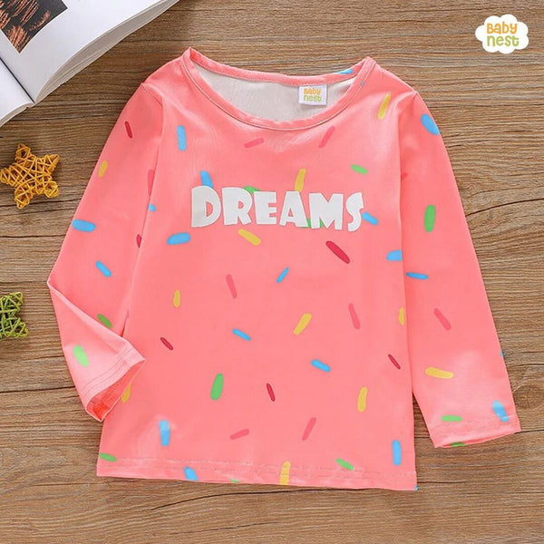 Baby Nest T-Shirts For Kids Dream Full Sleeves T-Shirt – For Girls -Pink- SBT- 333