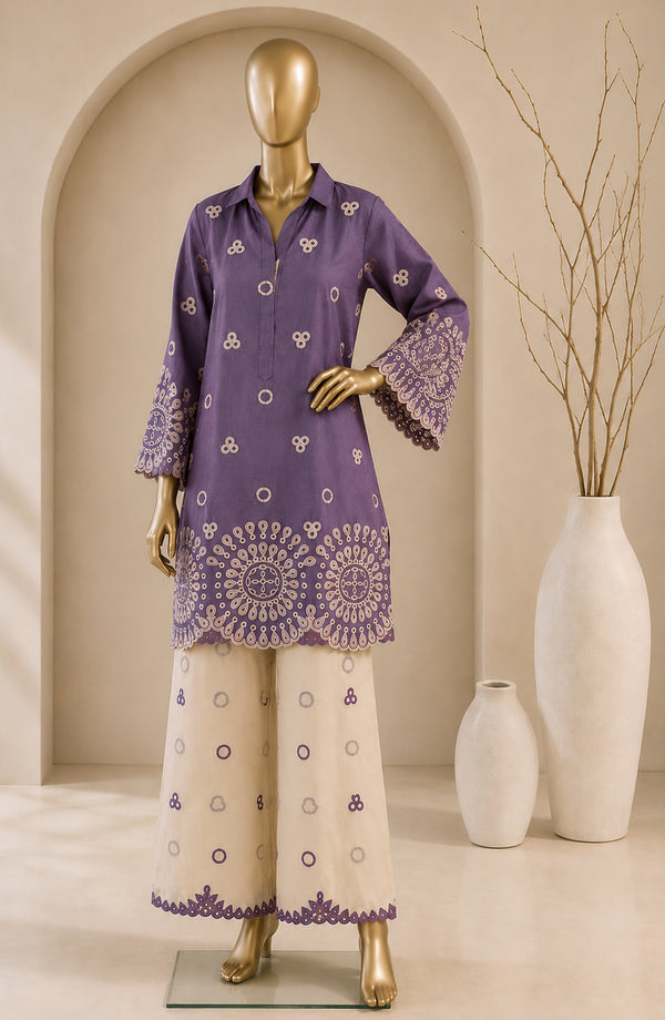 Dur e Hawa by Amna Khadija Embroidered Cotton Lawn Stitched 2 Piece Suit - AKPDH-LP-01-A - AKP26HWD - Purple - Summer Collection