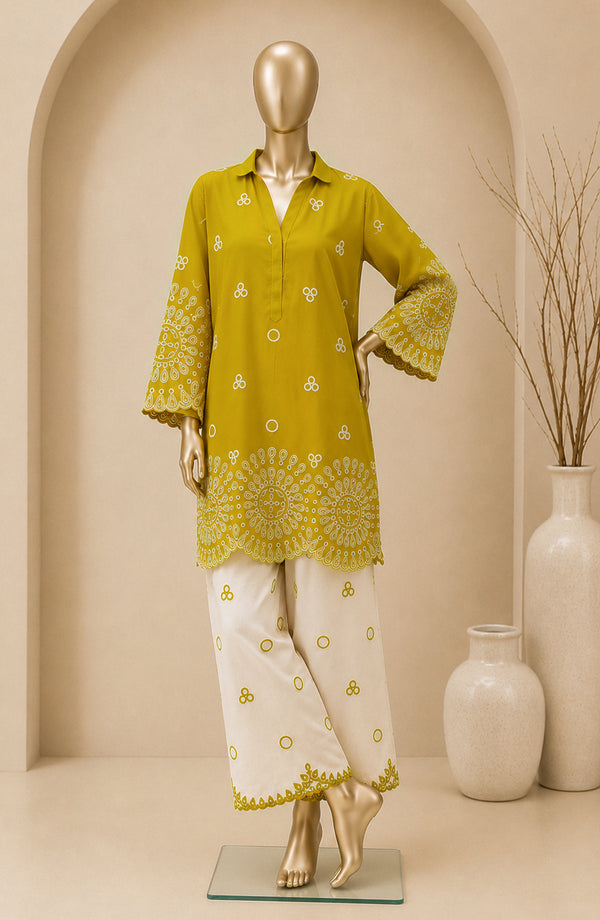 Dur e Hawa by Amna Khadija Embroidered Cotton Lawn Stitched 2 Piece Suit - AKPDH-LP-01-B - AKP26HWD - Mustard - Summer Collection